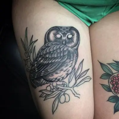 Monpierre - Tatouage Nantes - owl owltattoo engraving