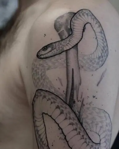 Drop - Tatouage Nantes - snaketattoo sleevetattoo blackwork