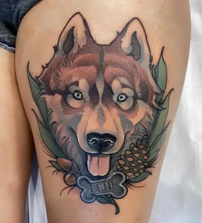Ariane - Tatouage Nantes - dogtattoo husky tattoooftheday