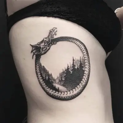 Monpierre - Tatouage Nantes - ouroboros engravingtattoo onlythedarkest