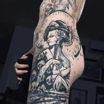 Drop - Tatouage Nantes - nantes thighttattoo blacktattoo