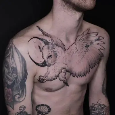 Drop - Tatouage Nantes - hiboux hibou birdtattoo