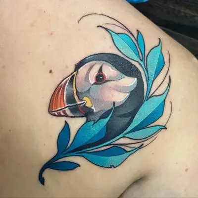 Ariane - Tatouage Nantes - macareux pinguin pingouin