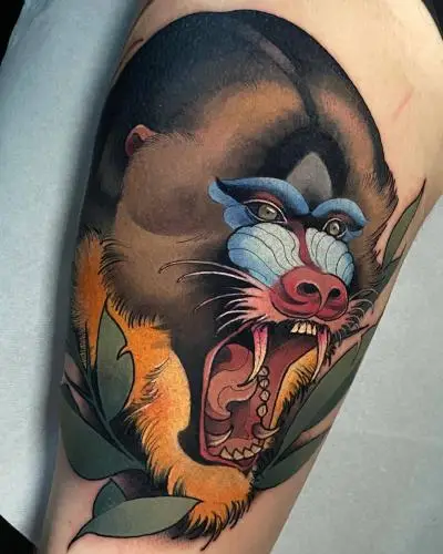 Ariane - Tatouage Nantes - tattoooftheday inked mandrill