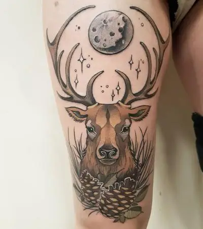 Ariane - Tatouage Nantes - deertattoo deer moon