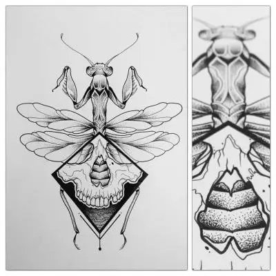Ornela - Tatouage Nantes - tattoo tattooproject prayingmantistattoo