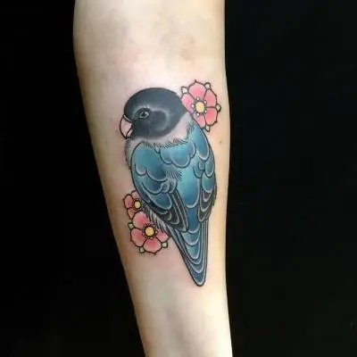 Ariane - Tatouage Nantes - inseparable agapornis parrot
