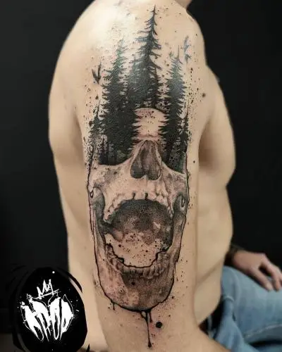 Drop - Tatouage Nantes - skull skulltattoo sleevetattoo