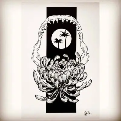 Ornela - Tatouage Nantes - drawing island reunionisland