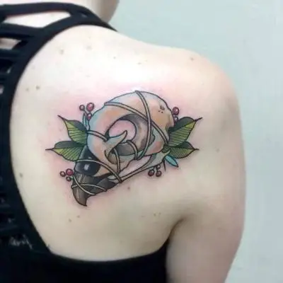 Ariane - Tatouage Nantes - skull birdskull sleeves