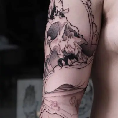 Drop - Tatouage Nantes - skull skulltattoo crane