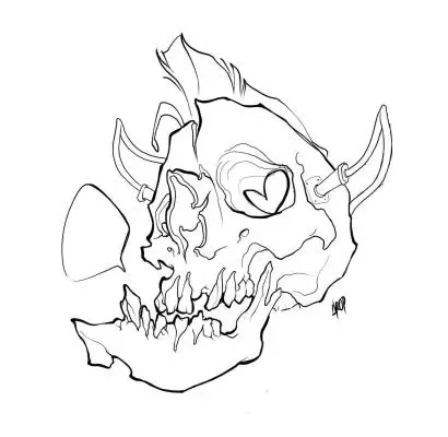 Drop - Tatouage Nantes - flashtattoo flash skull