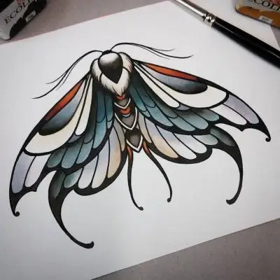 Monpierre - Tatouage Nantes - neotraditionaltattoo mothtattoo tattoodedemain