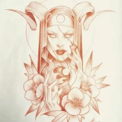 Ariane - Tatouage Nantes - virgin devil flowers