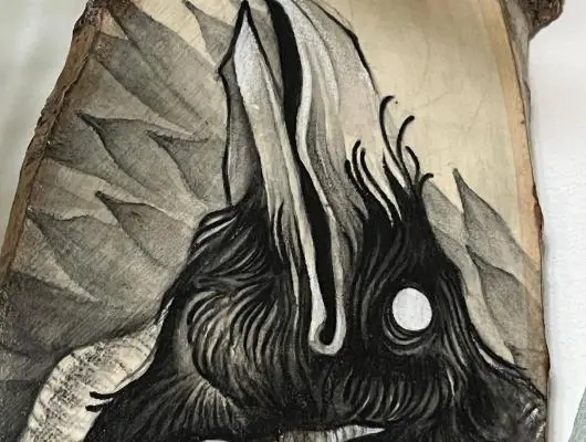 Drop - Tatouage Nantes - woodpainting raven crow