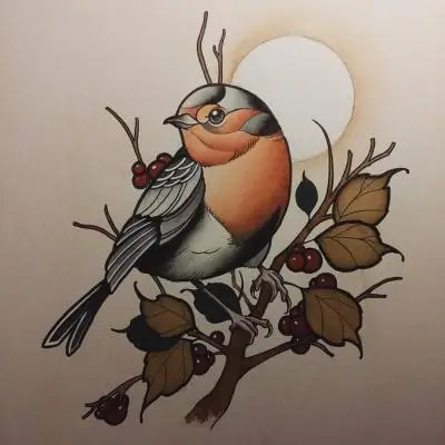 Monpierre - Tatouage Nantes - tattooflash robin rougegorge