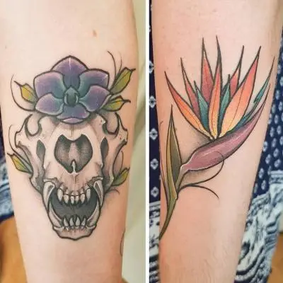 Ariane - Tatouage Nantes - skull lion orchid