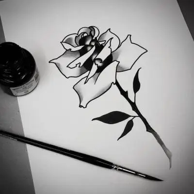 Monpierre - Tatouage Nantes - traditionaltattoo rosetatoo blackrose