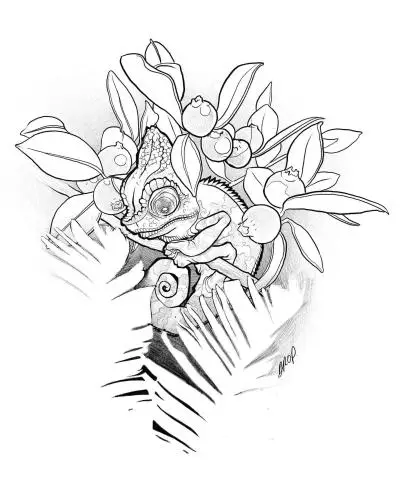 Drop - Tatouage Nantes - cameleon animaltattoo nantestattoo