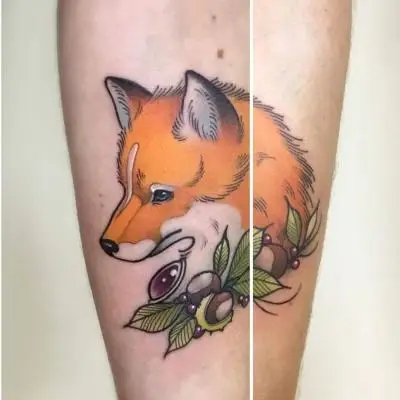 Ariane - Tatouage Nantes - fox foxtattoo cute