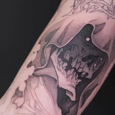 Drop - Tatouage Nantes - skull skulltattoo death