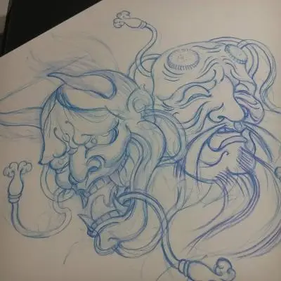 Monpierre - Tatouage Nantes - japanesemask japanesetattoo tattooflash