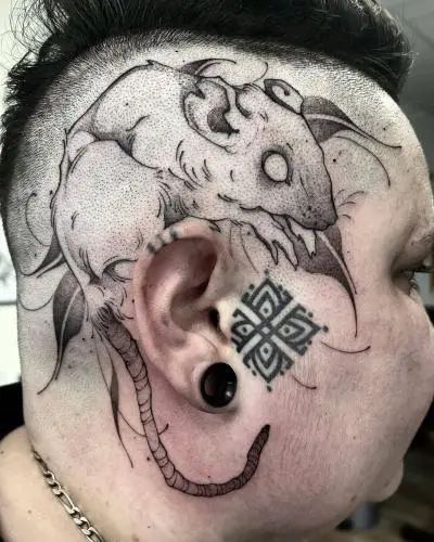Drop - Tatouage Nantes - rat rattattoo headtattoo