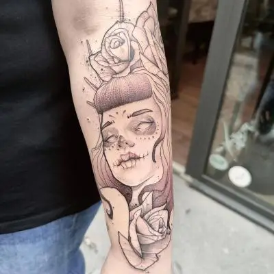 Drop - Tatouage Nantes - santamuerte santamuertetattoo cathrina