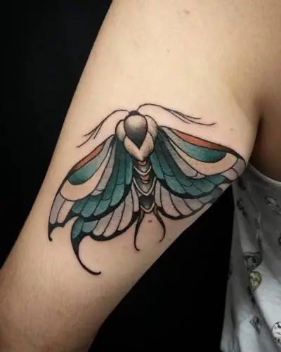 Monpierre - Tatouage Nantes - colortattoo neotraditionaltattoo mothtattoo